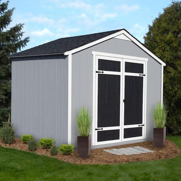 Professionally Installed Monarch 8 ft. W x 10 ft. D Wood Shed (80 sq. ft.) with Driftwood Shingles